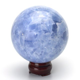 ブルーカルサイト丸玉スフィア - 約95mm【台座付】 | 天然石置物類